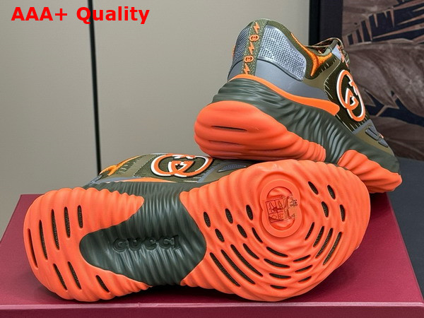 Gucci Mens Gucci Ripple Sneaker in Green and Orange Mesh 787645 Replica