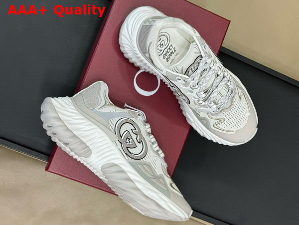 Gucci Mens Gucci Ripple Sneaker in White and Grey Mesh 787645 Replica