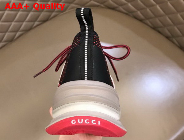 Gucci Mens Gucci Run Sneaker Black and Red GG Technical Knit Fabric 680900 Replica