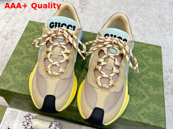 Gucci Mens Gucci Run Sneaker in Beige Suede 749785 Replica