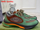 Gucci Mens Gucci Run Sneaker in Green Suede 749785 Replica