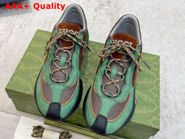 Gucci Mens Gucci Run Sneaker in Green Suede 749785 Replica