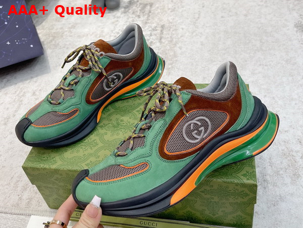 Gucci Mens Gucci Run Sneaker in Green Suede 749785 Replica