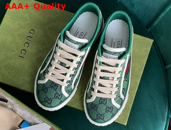 Gucci Mens Gucci Tennis 1977 GG Multicolor Sneaker Green and Blue Canvas 663657 Replica