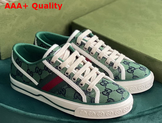 Gucci Mens Gucci Tennis 1977 GG Multicolor Sneaker Green and Blue Canvas 663657 Replica