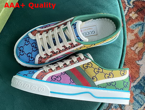 Gucci Mens Gucci Tennis 1977 GG Multicolor Sneaker Multicolor Canvas 663657 Replica