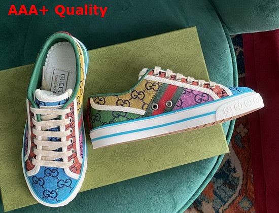 Gucci Mens Gucci Tennis 1977 GG Multicolor Sneaker Multicolor Canvas 663657 Replica