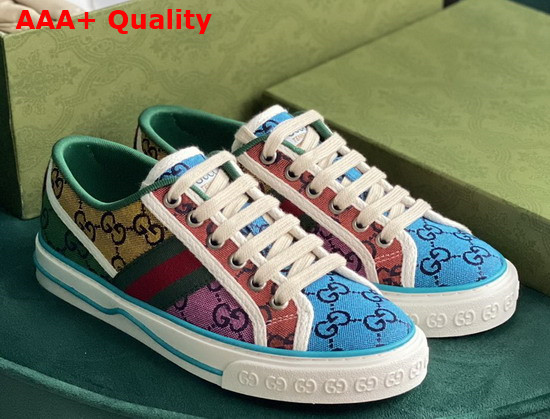 Gucci Mens Gucci Tennis 1977 GG Multicolor Sneaker Multicolor Canvas 663657 Replica