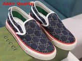 Gucci Mens Gucci Tennis 1977 Slip On Sneaker Blue and Ivory GG Jacquard Denim 643489 Replica