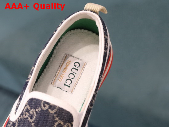 Gucci Mens Gucci Tennis 1977 Slip On Sneaker Blue and Ivory GG Jacquard Denim 643489 Replica