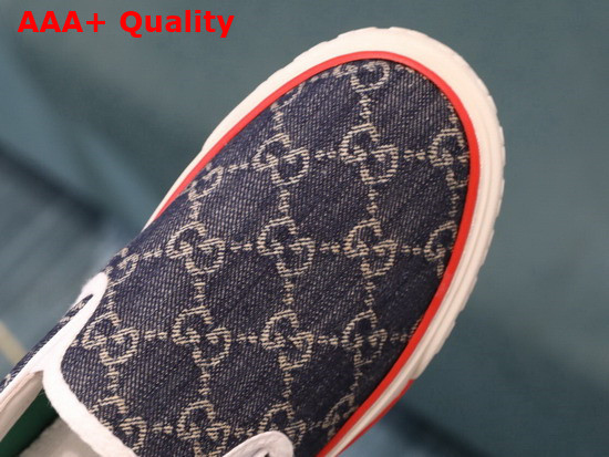 Gucci Mens Gucci Tennis 1977 Slip On Sneaker Blue and Ivory GG Jacquard Denim 643489 Replica