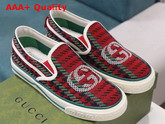 Gucci Mens Gucci Tennis 1977 Slip On Sneaker Red and Green Embroidered Canvas Replica