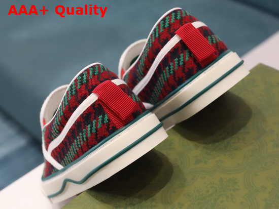 Gucci Mens Gucci Tennis 1977 Slip On Sneaker Red and Green Embroidered Canvas Replica