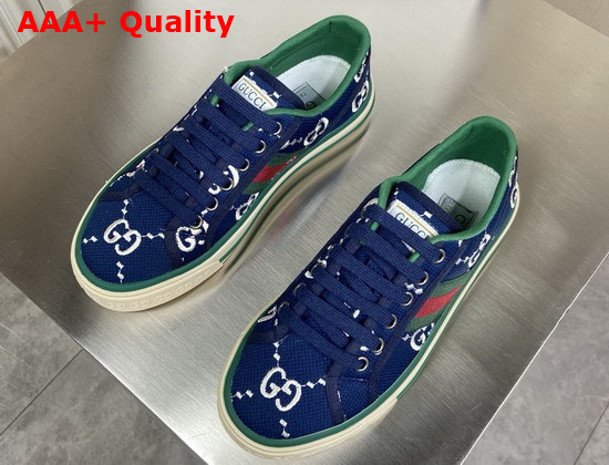 Gucci Mens Gucci Tennis 1977 Sneaker Blue and Ivory GG Stretch Cotton 606111 Replica