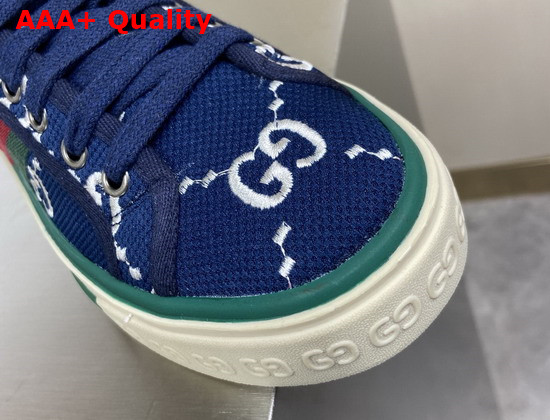 Gucci Mens Gucci Tennis 1977 Sneaker Blue and Ivory GG Stretch Cotton 606111 Replica