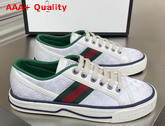 Gucci Mens Gucci Tennis 1977 Sneaker White Mini GG Jacquard Fabric 606111 Replica