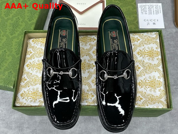 Gucci Mens Horsebit 1953 Loafer in Black Patent Leather 757769 Replica