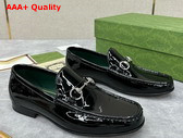 Gucci Mens Horsebit 1953 Loafer in Black Patent Leather 757769 Replica