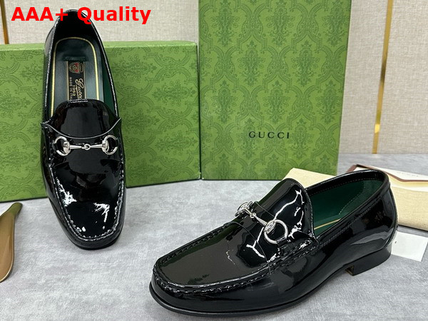 Gucci Mens Horsebit 1953 Loafer in Black Patent Leather 757769 Replica