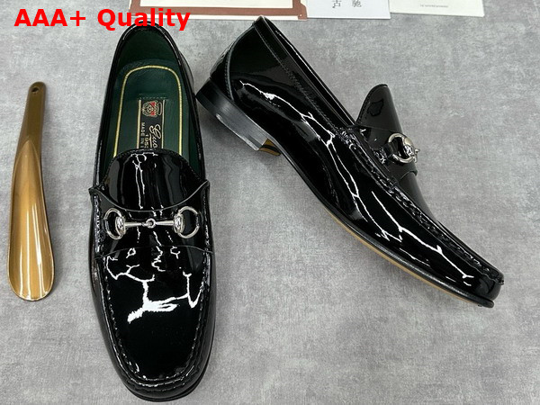 Gucci Mens Horsebit 1953 Loafer in Black Patent Leather 757769 Replica