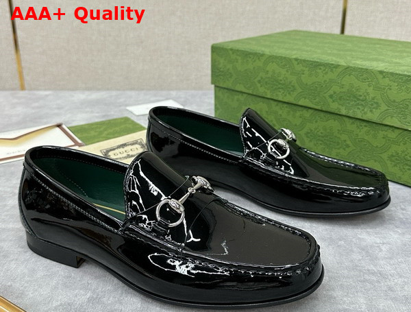 Gucci Mens Horsebit 1953 Loafer in Black Patent Leather 757769 Replica