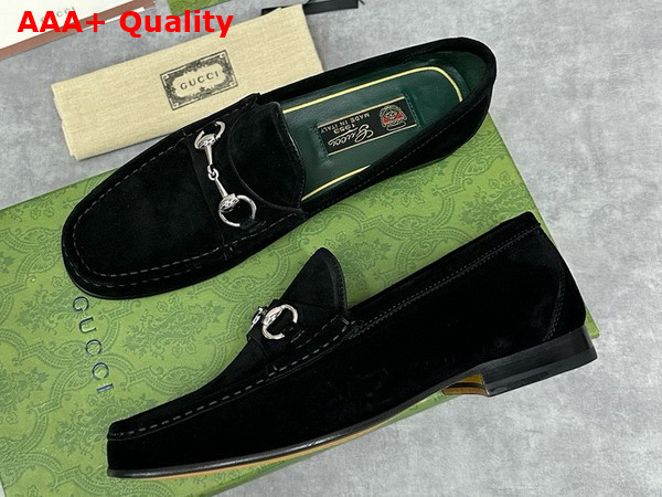 Gucci Mens Horsebit 1953 Loafer in Black Suede Leather 757769 Replica