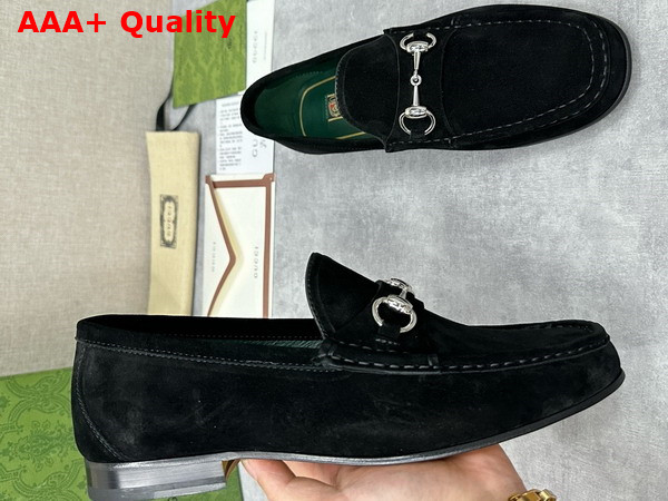 Gucci Mens Horsebit 1953 Loafer in Black Suede Leather 757769 Replica