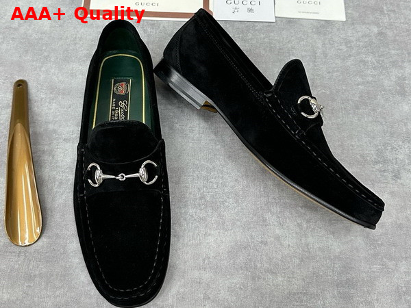 Gucci Mens Horsebit 1953 Loafer in Black Suede Leather 757769 Replica