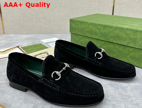 Gucci Mens Horsebit 1953 Loafer in Black Suede Leather 757769 Replica