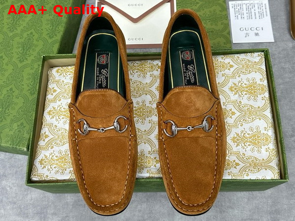 Gucci Mens Horsebit 1953 Loafer in Brown Suede Leather 757769 Replica