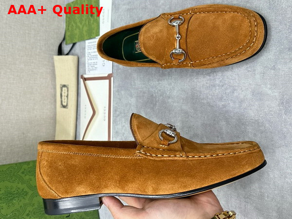 Gucci Mens Horsebit 1953 Loafer in Brown Suede Leather 757769 Replica