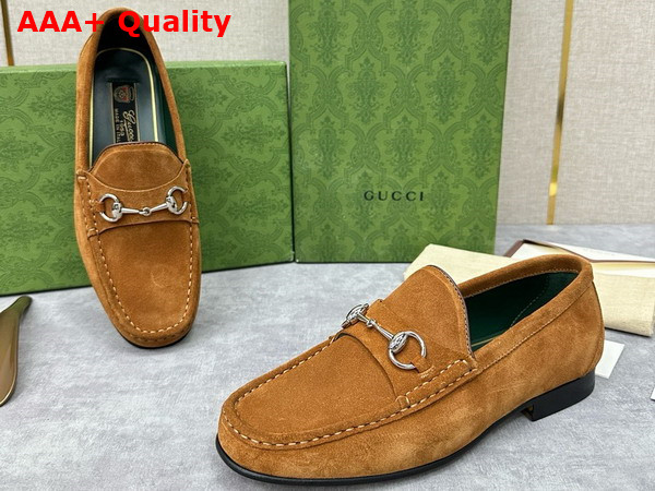 Gucci Mens Horsebit 1953 Loafer in Brown Suede Leather 757769 Replica