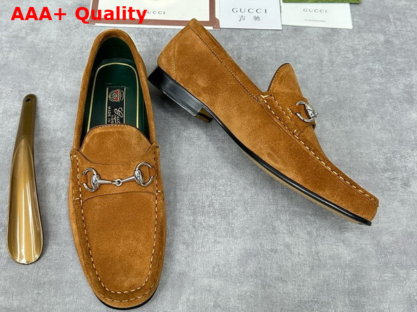 Gucci Mens Horsebit 1953 Loafer in Brown Suede Leather 757769 Replica