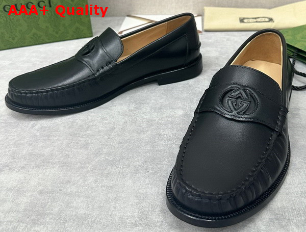 Gucci Mens Interlocking G Loafer in Black Leather 738470 Replica