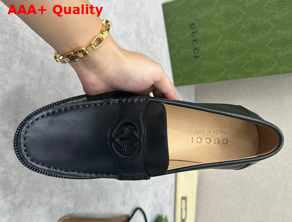 Gucci Mens Interlocking G Loafer in Black Leather 738470 Replica