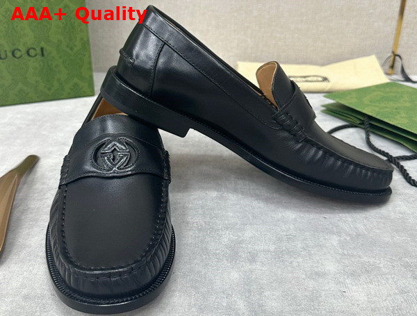 Gucci Mens Interlocking G Loafer in Black Leather 738470 Replica