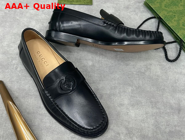 Gucci Mens Interlocking G Loafer in Black Leather 738470 Replica