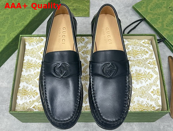 Gucci Mens Interlocking G Loafer in Black Leather 738470 Replica