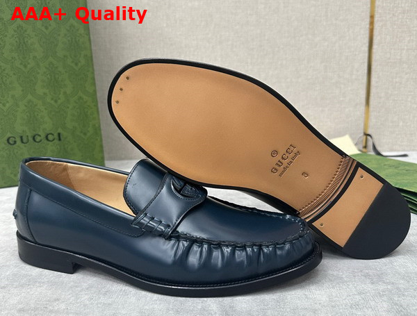 Gucci Mens Interlocking G Loafer in Blue Leather 738470 Replica