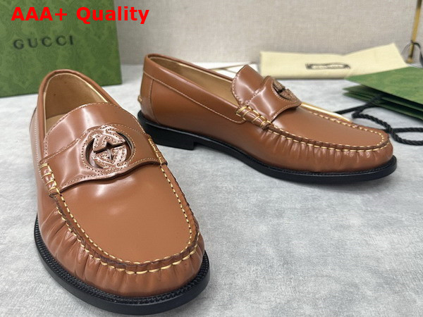 Gucci Mens Interlocking G Loafer in Brown Leather 738470 Replica