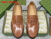 Gucci Mens Interlocking G Loafer in Brown Leather 738470 Replica