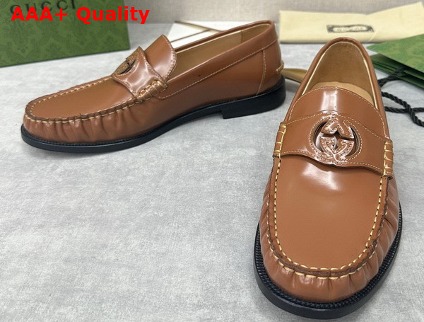 Gucci Mens Interlocking G Loafer in Brown Leather 738470 Replica