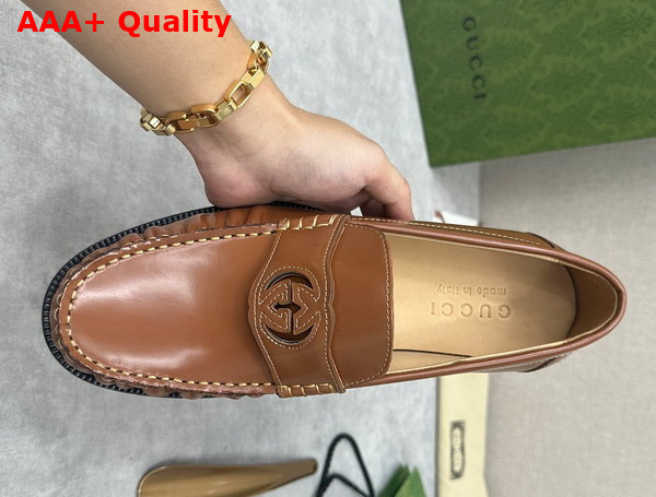 Gucci Mens Interlocking G Loafer in Brown Leather 738470 Replica