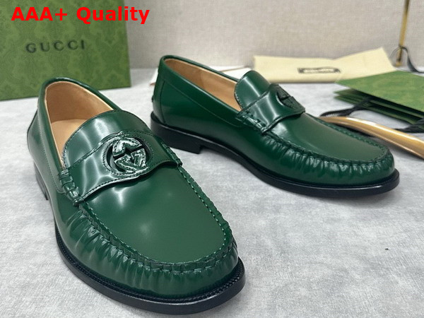 Gucci Mens Interlocking G Loafer in Green Leather 738470 Replica