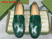 Gucci Mens Interlocking G Loafer in Green Leather 738470 Replica