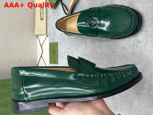 Gucci Mens Interlocking G Loafer in Green Leather 738470 Replica