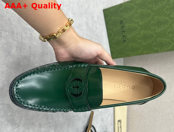 Gucci Mens Interlocking G Loafer in Green Leather 738470 Replica