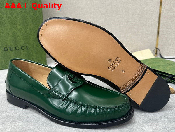 Gucci Mens Interlocking G Loafer in Green Leather 738470 Replica