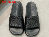 Gucci Mens Interlocking G Slide Sandal in Black Rubber 770801 Replica