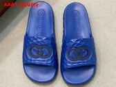 Gucci Mens Interlocking G Slide Sandal in Light Blue Rubber 770801 Replica